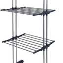 Rolling Laundry Drying Rack, Collapsible Clothes Dryer Rack with Side Wings, Heavy Duty 88lbs Capacity, 3-Tier Hanger Stand for Indoor & Outdoor Use