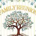 AIIKES 8X6FT Family Reunion Backdrop Welcome Family Tree Members Photography Background Gathering Gold and Green Party Decorations Photo Studio Props 12-613