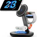 for Apple Watch 5W Fast Charger,15W • Silent •Not hot,3in1 Wireless Charging Station, Apple Mag-Safe Charger Stand,Fast Magnetic Wireless Charger Station for iPhone17-12 Series,Apple Watch Airpods