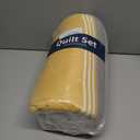 DJY Striped Quilt Set Queen Size, Yellow Grey Boho Striped Patchwork Leaves Printed Bedspread Coverlet Set 3 Pieces Soft Lightweight Microfiber Quilted Bedding Set for All Season (96"x90")