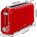 SEEDEEM 2 Slice Slim Toaster, Single 10" Long Slot Toaster Fits Bagels & Artisan Bread, 6 Shade Settings, Cancel/Reheat/Defrost, Removable Crumb Tray, Auto Shut-Off, Red