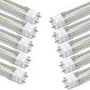 T8 2 Foot LED Tube Lights,20W 2000lm,G13 Bi-pin Base,24 inches End to End,F17T8 F18T8 Fluorescent Tubes Replacement,White 6500K 2ft LED Bulbs,Ballast Bypass,Dual-Powered for Cabinet,Pack of 10