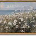 KISSFOX Framed Wall Art Vintage Wall Decor Coastal Pictures Flower Canvas Art Roses Floral Paintings Summer Aesthetic Artwork For Bedroom Living Room Kitchen (8x10 in)