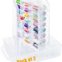 New brothread Pack of 2 Double-Sided Sewing Organizers, Thread Storage Boxes with 2x46 Grids, Clear Organizer Boxes for Embroidery Sewing Thread, Embroidery Floss, Needle, Beads, Small Crafts,Toy Cars (2x46 (Dividers Fixed))