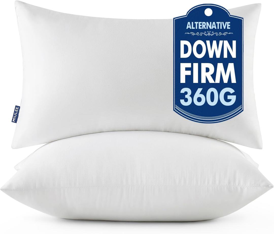 MIULEE Throw Pillows Inserts, Pack of 2 12x20 Inch 100% Virgin Fiber Filling Bed Couch Pillows