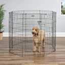 MidWest Homes for Pets 48-Inch Exercise Pen, for Indoor and Outdoor Use, 16 Sq Feet of Play, Single Door Folding Dog Pen, with Large Door Opening & Secure Latch, Easy to Set Up, Foldable Dog Playpen