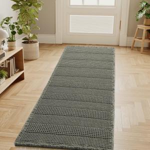 H.VERSAILTEX Waffle Bath Mat Super Absorbent Bathroom Mats Non Slip Bath Rugs for Bathroom Floor Machine Washable Dry Fast Bathroom Rugs for Beside Tub, 24" x 60", Smokey Olive