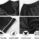 2 x Womens Silk Satin Pajamas Set Short Sleeve Sleepwear Button Down Loungewear 2 Piece Pjs Shorts Set (Black, M)
