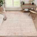 Valenrug Pink 5x7 Area Rug - Washable, Stain Resistant, Non Slip, Modern Abstract Art Rug for Living Room, Bedroom