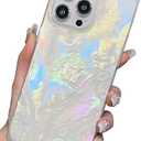 KERZZIL Cute Mother Shell Pearl Compatible with iPhone 14 Pro Max Rectangle Edge Case, Chic Slim Coloful Translucent Soft TPU Silicone Protective Cases Cover