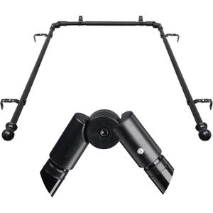 Bay Window Curtain Rods, U shaped Adjustable Curved Curtain Rods for Windows 59 to 184 Inches, Black 1 inch Renter Friendly Heavy Duty Curtain Rods with Brackets for Bedroom, Living Room Curtains