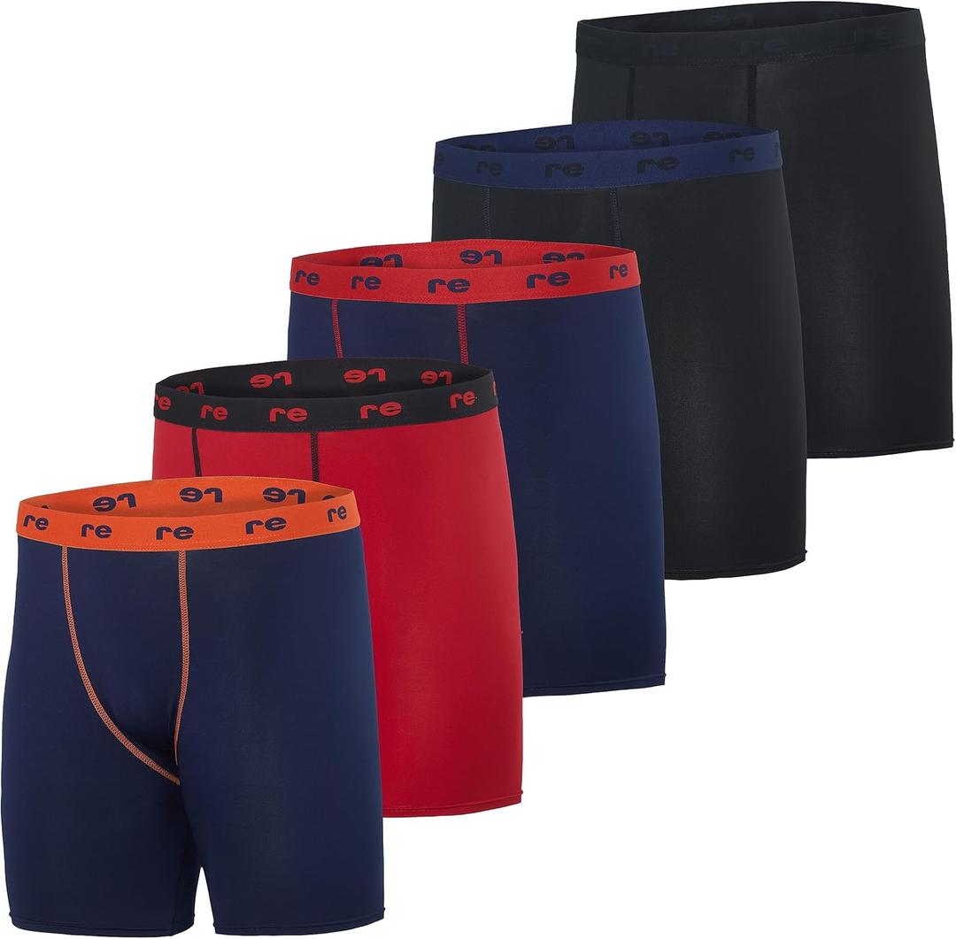 Real Essentials 5 Pack: Mens Compression Shorts - Quick Dry Performance Active Underwear XXL