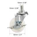 uxcell Swivel Casters 2 Inch Nylon 360 Degree M10 x 15mm Threaded Caster Wheels with Brake White 66lb Capacity 4 Pcs