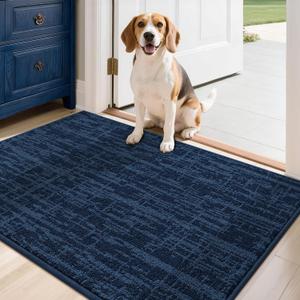 COSY HOMEER-Door-Mat Dirt Trapper Entryway Rugs 24"x36" Non Slip Washable Entrance Mats Absorbent Welcome Mat Low Profile Dog Door Mats for Front Back Doomats and Wet Shoes,Navy Blue