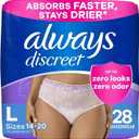Always Discreet Adult Incontinence Underwear for Women and Postpartum Underwear, Large, Up to 100% Bladder Leak Protection, 28 Count