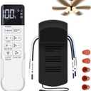 Updated Ceiling Fan Remote Control Kit, AC Motor 3-Speed Becomes 6-Speed, Dimmer, Light On/Off, Display Remote,Timer, Universal Ceiling Fan with Lights Control for 110V AC Fan, Not for Hugger/DC F an