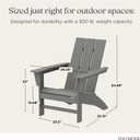 POLYWOOD Modern Adirondack Chair All-Weather Outdoor Lawn Adirondack Chairs HDPE, Fade-Resistant & Durable Outdoor Furniture For Patio, Deck & Fire Pit Chairs Grey, 32.11in. x 29.25in. x 34.66in.