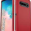 LeYi Compatible for Galaxy S10 Case: Not Fit S10E/ S10 Plus/ S10 Lite Samsung S10 Protective Cover, 3 in 1 Full Body Shockproof Rubber Dustproof Rugged Protection Phone Funda for S 10, Red/Black
