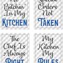 Retro Vintage Inspirational Rules Wall Art for Dining Room Kitchen Cafe and Restaurant Decor Blue Black Gray and White Prints Posters Signs Sets Home Decorations Funny Sayings Quotes No in' In My