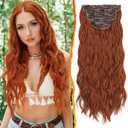 BARSDAR 20 Inch Wavy Clip in Hair Extensions 5PCS Thick Soft Synthetic Hairpieces Copper Red Full Head Clip in Hair Extensions for Women Long Voluminous Easy Wear for Daily Party Halloween