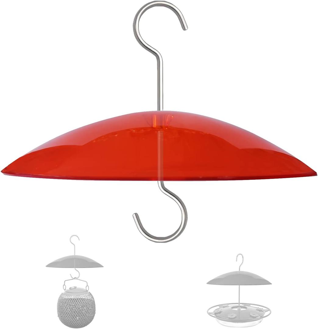 8" Mini Weather Guard for Bird Feeder - Small Protective Dome Cover Against Rain/Snow/Sun - Red Dia. 20CM (1PC/Pack)