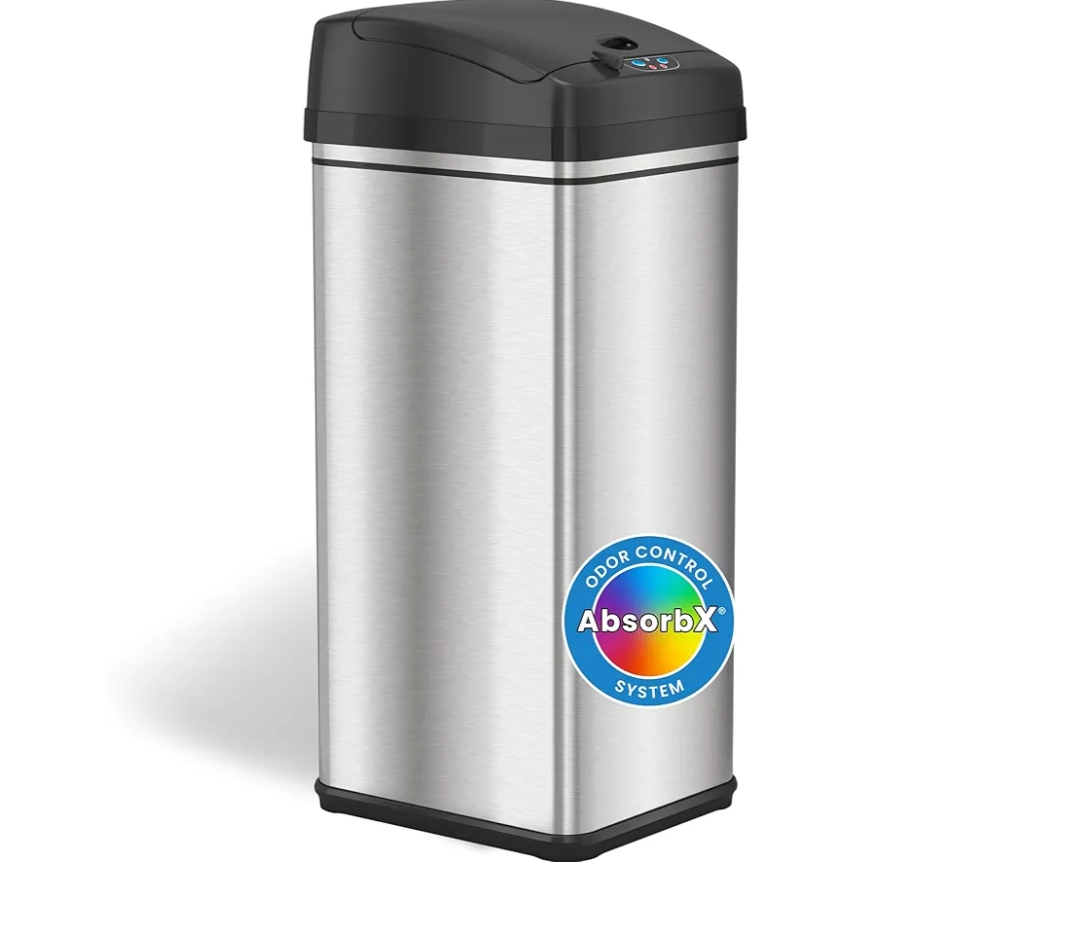 iTouchless 13 Gallon Kitchen Trash Can with Lid and Odor Filter, Motion Sensor Stainless Steel Rectangular Trashcan for Home Office Work Bedroom Living Room Garage Large Capacity Slim Wastebasket