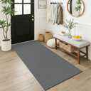 KOZYFLY 3x6 Washable Runner Rug, Non Slip Wide Runners for Hallway, Woven Large Entryway Runners, Braided Floor Carpet Runner for Entry, Kitchen, Bedside, Hall, Grey/Dark Grey