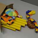 Dewonch Puppy Play Gym with 8 Hanging Toys, Small Dogs Indoor Jungle Gym, PVC Frame with Bungee Straps Enrichment Activity Center