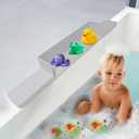 Baby Bath Toy Holder for Bathtub Shelf, Silicone Bathtub Splash Guard for Tub Kids, Suction Cup Sink Water Splash Guard for Bathtub Tray Caddy, Bathroom Toddler Bathtub Splash Mat (Grey)