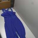 Bdwinz Sexy Halter Summer Jumpsuits for Women Elegant Backless Rompers Wide Leg One Piece Outfits for Women, Bright Blue, Large