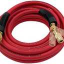 INTERTOOL 25ft Hybrid Air Compressor Hose, 3/8” Diameter, Lightweight Flexibility, Ultra-Durable Reinforced Lining, All-Weather Kink Resistance, 1/4” MNPT, Brass Fittings PT08-1781