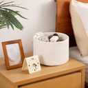 OIAHOMY Small Storage Baskets for Organizing,Closet Cube Shelf Storage, 9.89.87.1, Woven Cotton Rope Gift Baskets for Nursery,Cute Dog Toy bins, Round 3 Packs, White