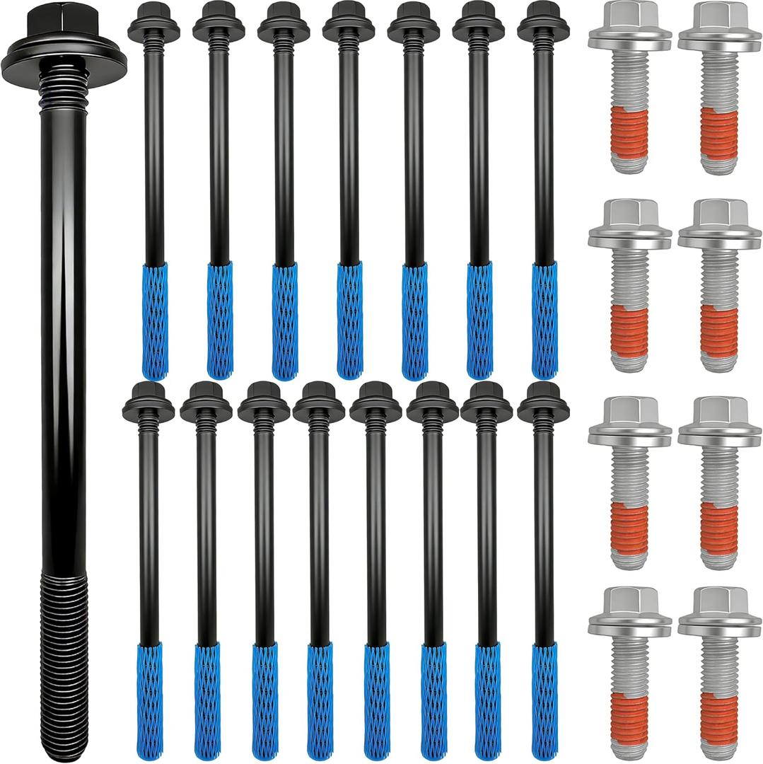 16+8Pcs Engine Cylinder Head Bolt Set ES71129 - Compatible with 4.7L V8 Models Including Chrysler Aspen, Jeep Grand Cherokee, Dodge Durango, Ram 1500 Replaces 6504985AA 6505528AA