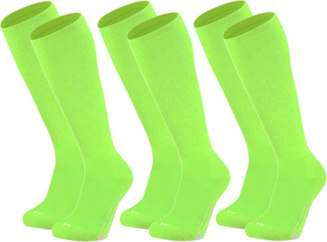 Youper Youth Baseball & Softball Socks Over The Calf Length (3 Pairs) (Green, S)
