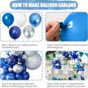 94Pcs Blue Balloon Garland Arch Kit Navy Blue Silver White Balloons Garland Kit with Metallic 4D Star Foil Balloon Birthday Party Balloons for Boys Men Baby Shower Wedding Graduation Party Decoration