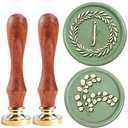 3 x YOLAKIS Initial J Wax Seal Stamp Olive Alphabet J Sealing Stamp and Eucalyptus Wax Stamp Brass Head Decorate Christmas Cards Envelope Gift Wrap Wedding Theme Party Invitation (J)