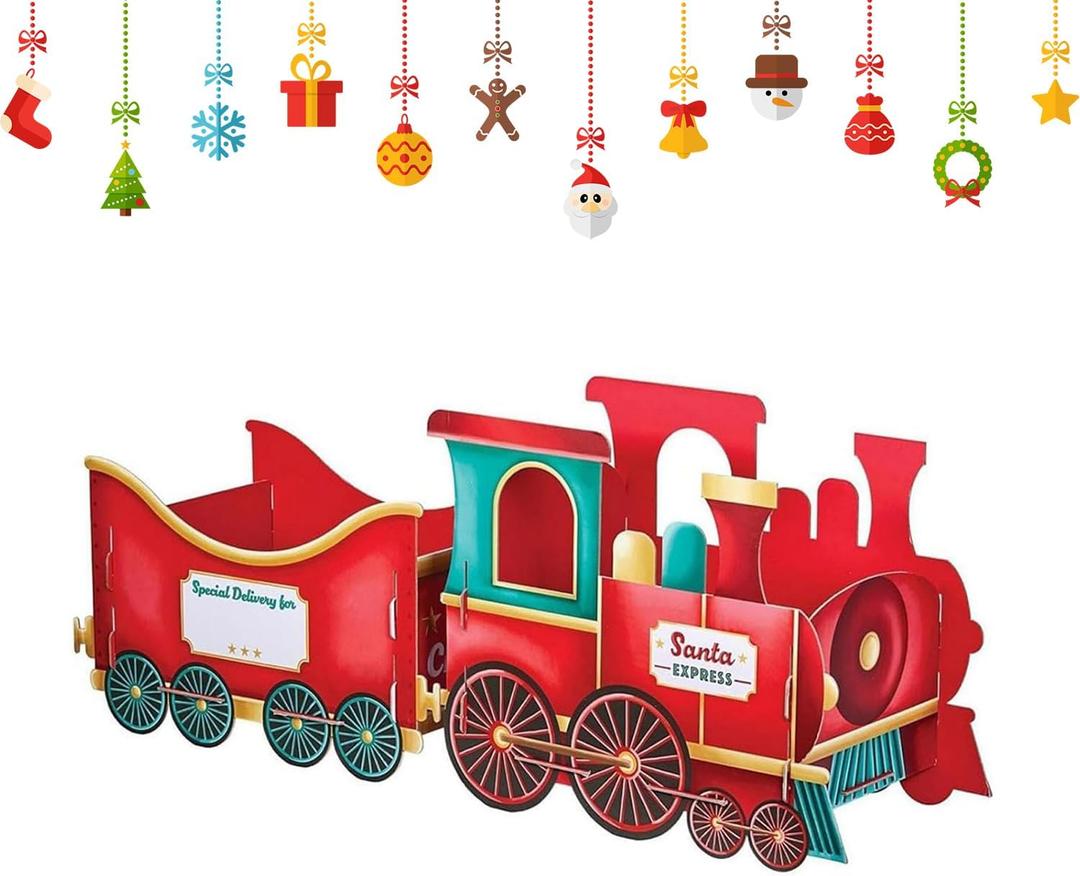 Christmas Train Set, Festive Christmas Tree Train-Deliver Holiday Cheer in Style.Whimsical Santa Gift Box Holder for Candy & Ornaments, Perfect Holiday Decor for Family Celebration