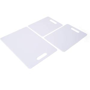 Farberware Plastic Cutting Board Set, Dishwasher- Safe Poly Chopping Board for Kitchen with Easy Grip Handles, Set of 3, White