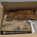 Hoctieon 3 Tier Tree Bookshelf with LED Lights, Small Bookcase with Drawer, Desktop Organizer Book Shelf, Display Floor Standing Storage Shelf, for Living Room, Bedroom, Office, Rustic Brown