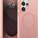 SUPFINE Magnetic for Samsung Galaxy S25 Ultra Case(Compatible with MagSafe) (Military Grade Drop Protection) Slim Translucent Shockproof Phone Case,Pink