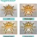 Moravian Star Ceiling Light, Moroccan Flush Mount Ceiling Lighting with Seeded Glass Shade, Elegant Star Light for Hall Entryway Hallway, Mini Less Than 13in