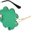 St. Patricks Day Irish Shamrock Sunglasses Green Lucky Four Leaf Clover Leprechaun Costume Glasses for Women Men
