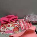 34 Pcs Valentine's Day Photo Booth Props Kit Red Pink Celebrate Valentine Day Photo Props Funny Hat Glasses Headbands Kiss Wine Flower Photos Frame for Photoshoot Fun Wedding Party Decoration