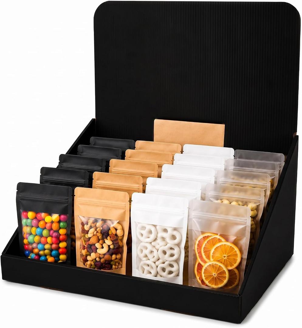 Geetery 10 Pack Black Cardboard Storage Bins, 19 x 13 x 22.5 Inch Corrugated Cardboard Display Bins with Removable Header, Tabletop Organizer Boxes for Retail Shelves Office Organization Exhibition