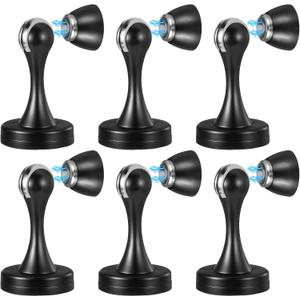 6 Pcs Magnetic Door Stoppers, Stainless Steel Heavy Duty Magnetic Door Stops for Wall and Floor Mounting, Door Holder Keep Door Open (Black)