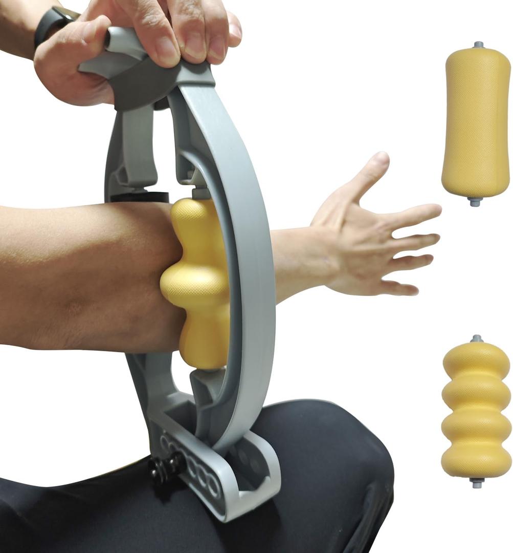 Tennis Elbow Relief & Pain Relief Forearm Roller with Three Replaceable Massage Rollers for Tissue and arm Massager(Comes with 3 Massage Rollers)