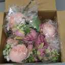 Geosar 8 Bundles Artificial Peonies Flowers Fake Silk Peony Bouquet Faux Peonies Flowers Bulk for Decoration Vase Floral Arrangements Wedding Party Table (Russet Red,Light Pink)