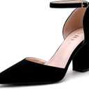 HKL Women's Closed Toe Pointed Heels Pumps (6, Black Nubuck)