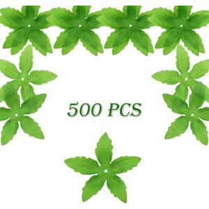 500 Pcs Artificial Flowers Green Leaves Bulk Faux Sepals Greenery Silk Fake Rose Leaf Bouquet Garland Wreath Floral Arrangement Supplie DIY Craft (5-Leaves 2.75 Inch / 7 Cm Green)