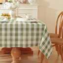Gingham Tablecloth Rectangle Checkered Table Cloth Cotton Linen Fabric Wrinkle Free Washable Buffalo Plaid Table Cover for Kitchen Dining Picnic Camping, Green and White, 55 * 102 inch